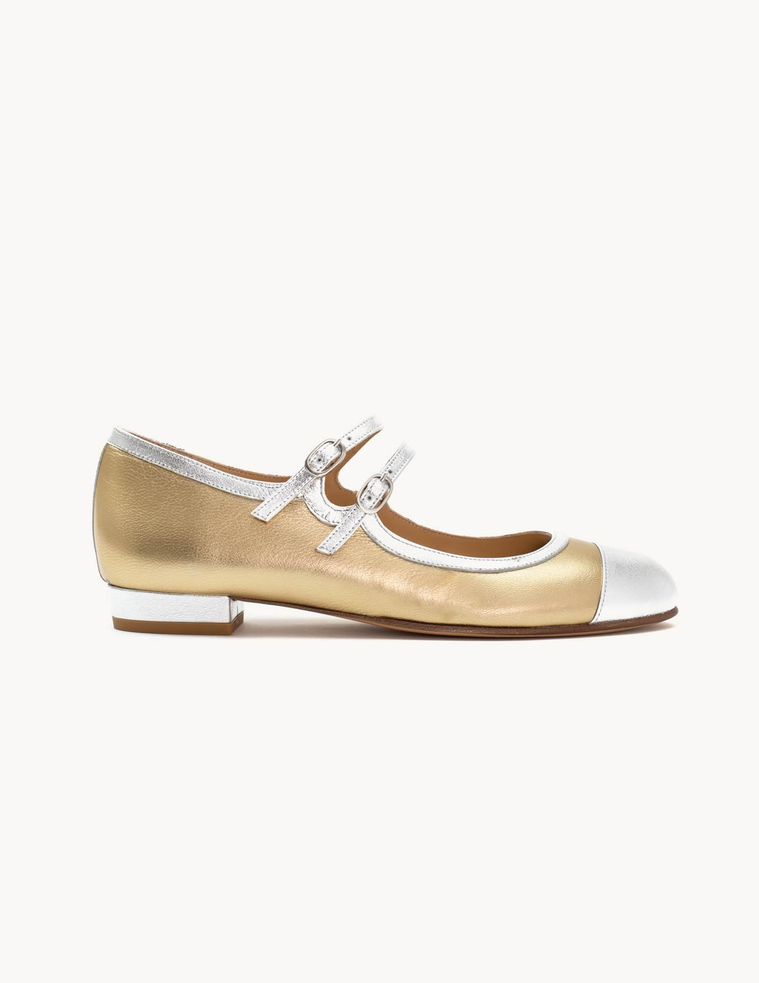 Golden Mary Jane style shoe