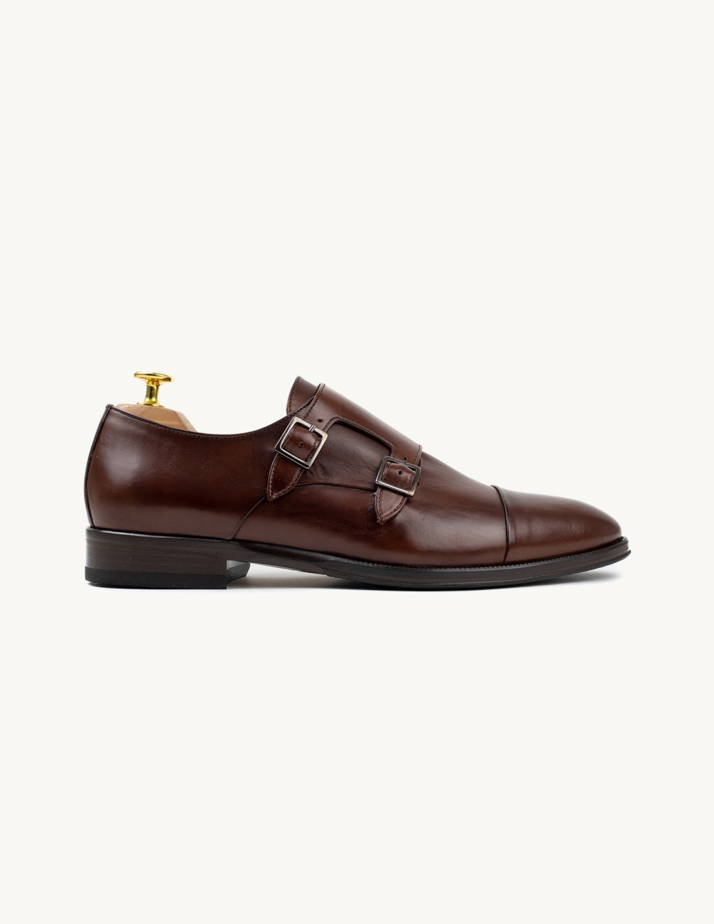 Sapato double monkstrap castanho