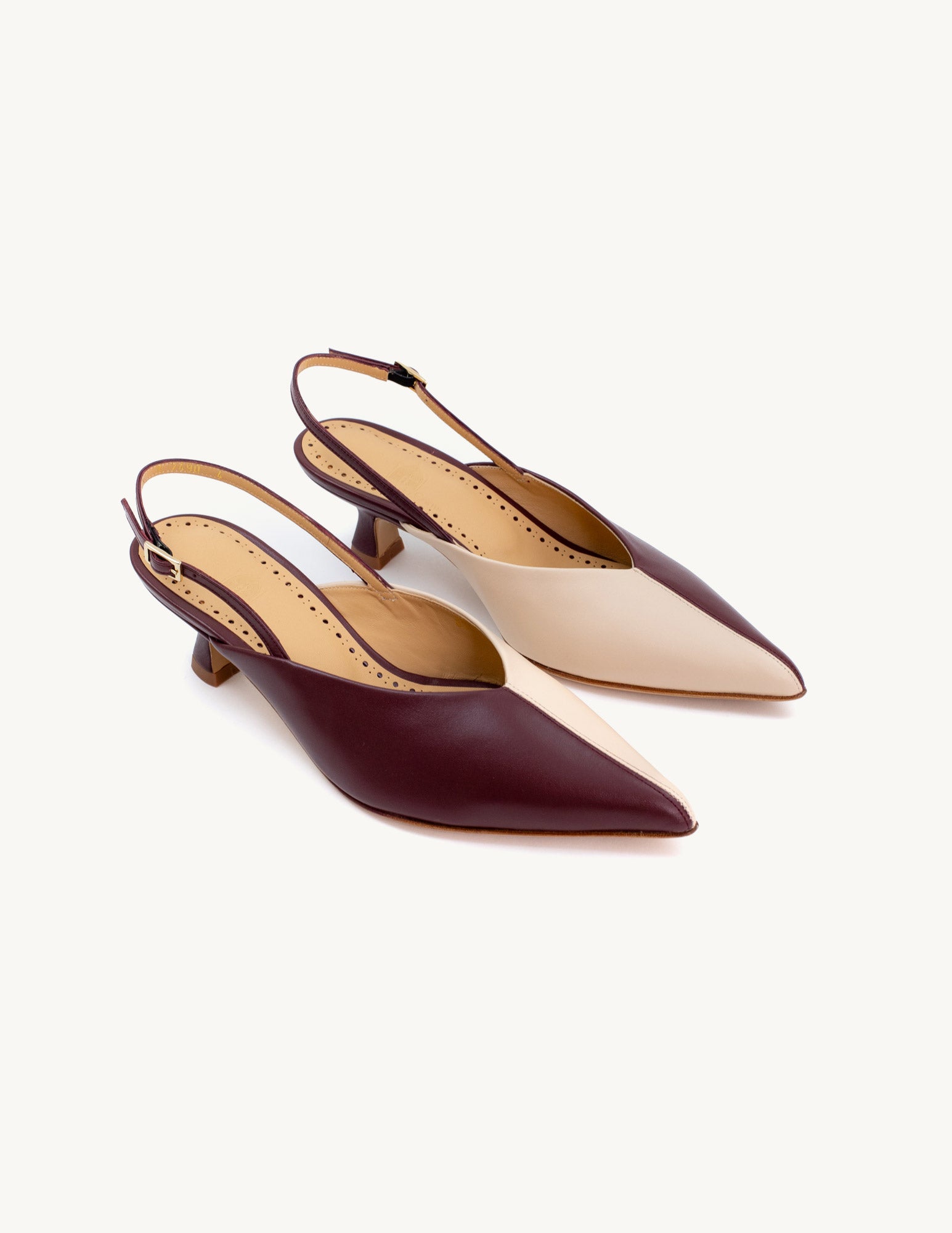 Sapato Maia Bege e Bordeaux