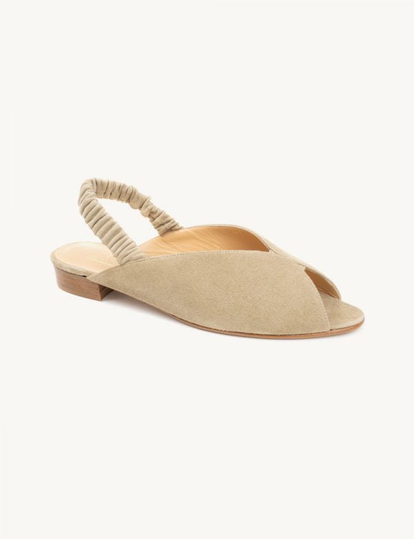 Flat suede sandals in beige