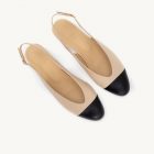 Slingback Héliana in beige leather with burgundy toe cap