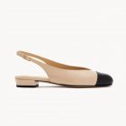 Slingback Héliana – Pele Bege e Biqueira Preta