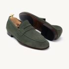Men’s green suede penny loafer – Nico model, unlined and handmade in Portugal