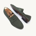 Men’s green suede penny loafer – Nico model,